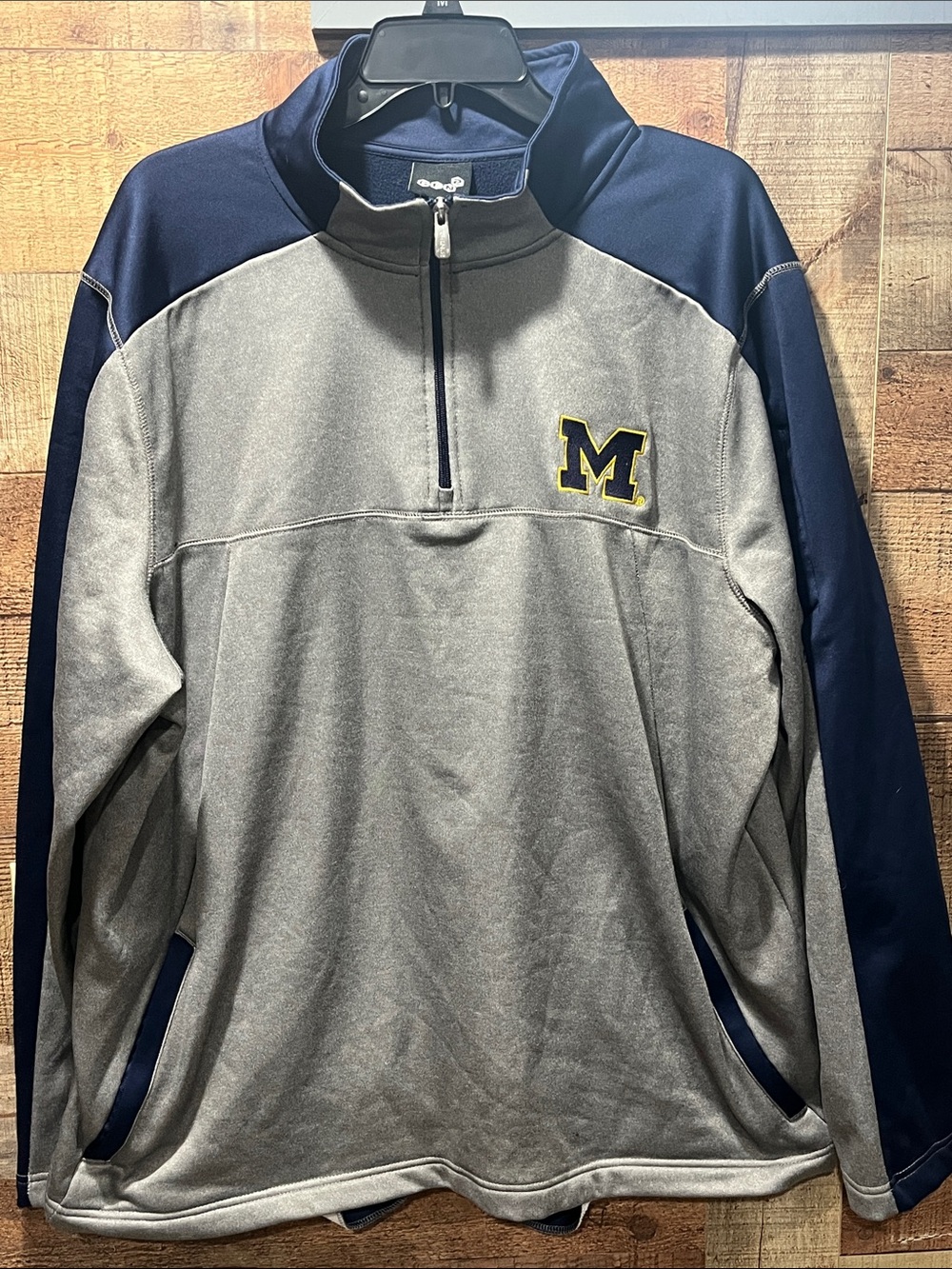 University of Michigan Gray & Navy 1/4 Zip Pullover men's XXL